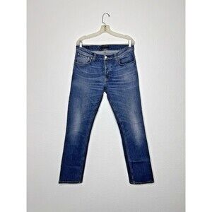 Nudie Jeans 36x32 Denim Organic Grim Tim Conjunctions Medium Wash Button Fly